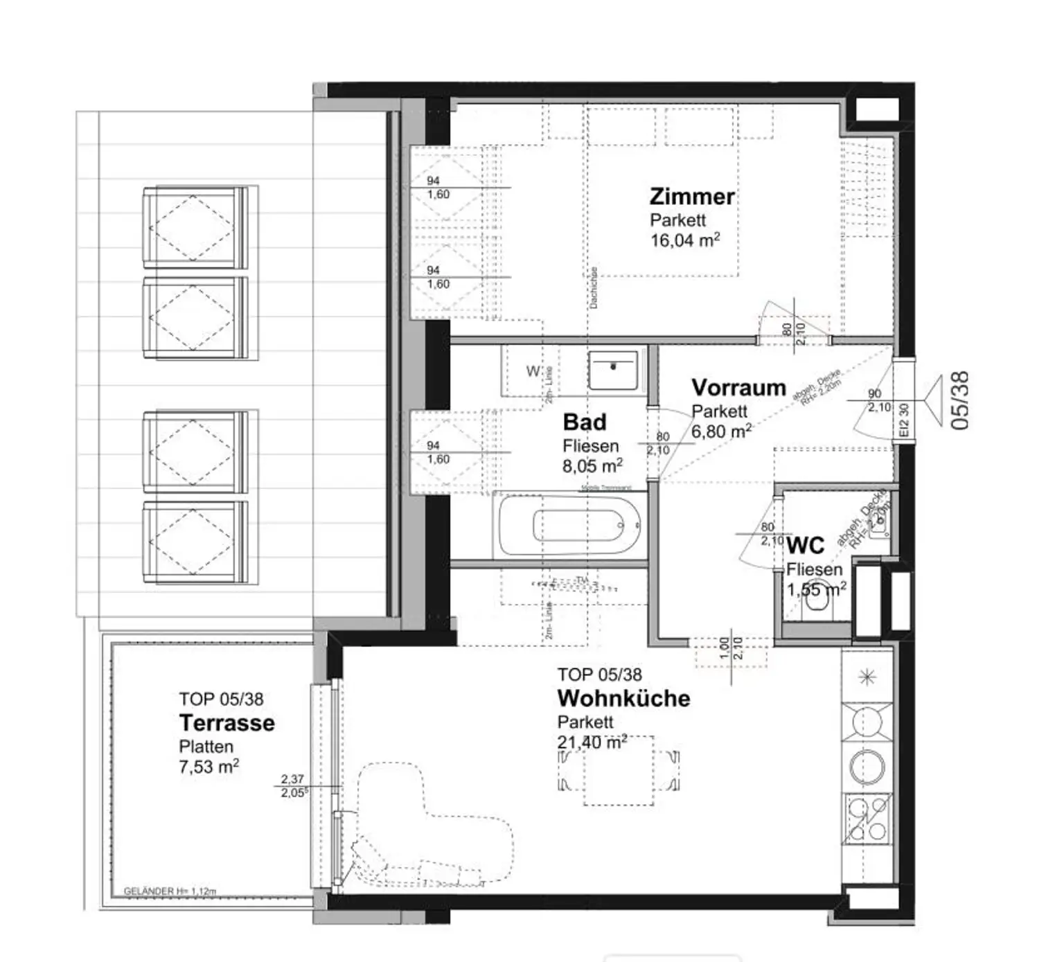 Neubauwohnung im Dachgeschoß mit 10m² Terrasse!!!