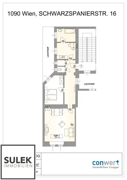 Wohnen direkt bei der Votivkirche: großzügige 2-Zi.-Wohnung (getrennt begehbare Zimmer + Küche)