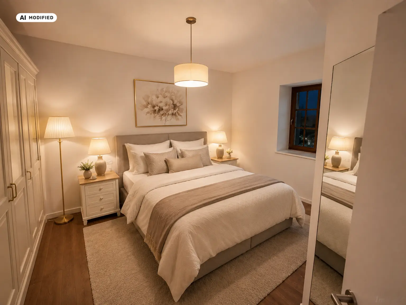 KI-bearbeitet – Schlafzimmer im DG