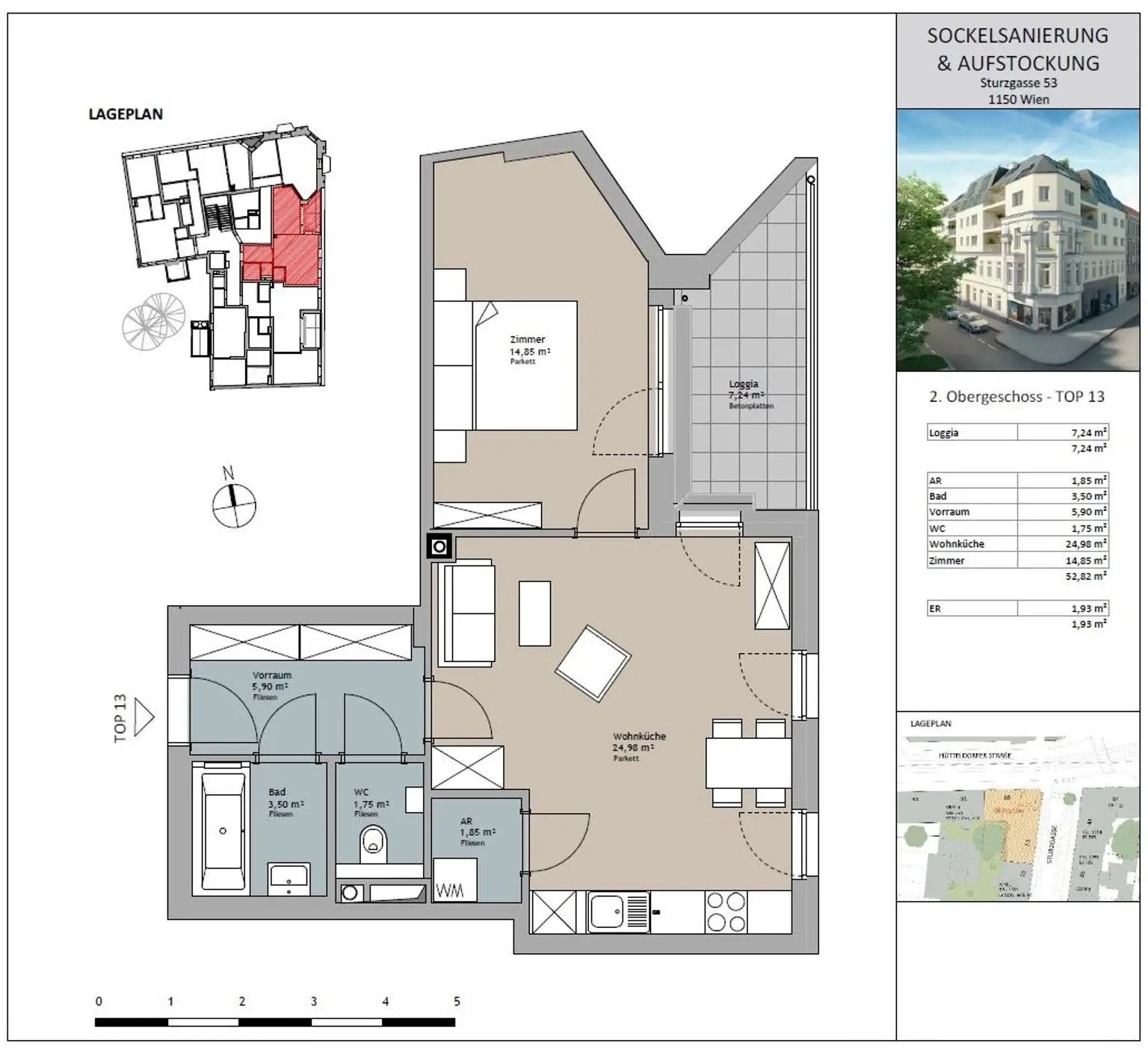 Unbefristeter Mietvertrag - 2-Zimmer-Wohnung 
mit Loggia und top Aufteilung