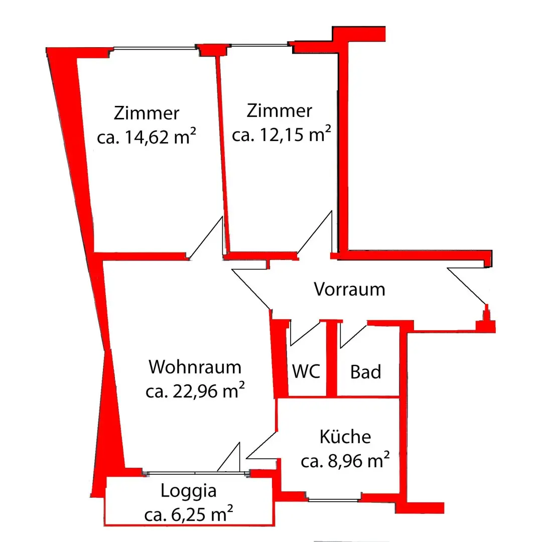 Schöne 3-Zimmerwohnung mit Loggia nähe Tabakfabrik! Gruberstraße!