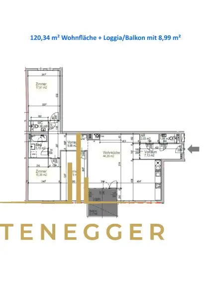 Tolle 4-Zimmer Wohnung mit Loggia ++ Blick in die Innengärten ++  Erstbezug nach Sanierung