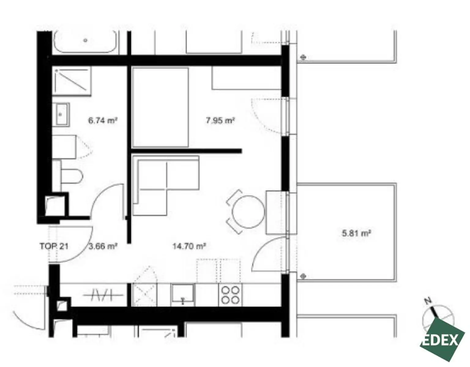 ANLAGEOBJEKT | vermietete 1,5 Zimmer-Wohnung
