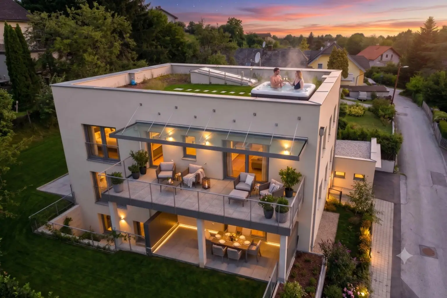 Penthouse bei Nacht