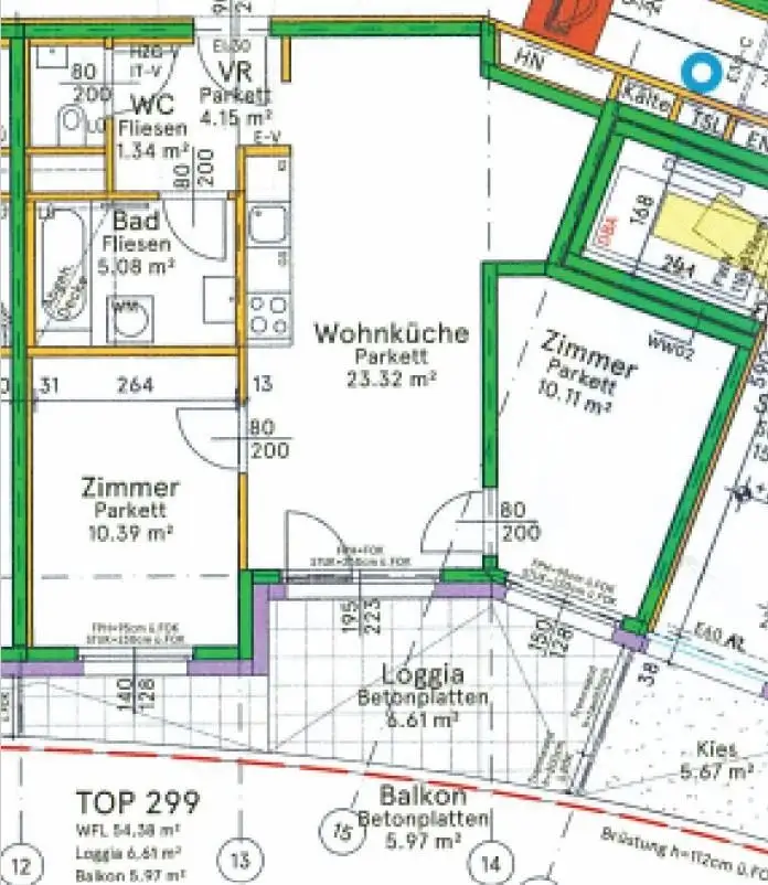 9.OG: Top-ausgestattete 3-Zimmer-Neubauwohnung mit 13,06m² Balkon/Loggia