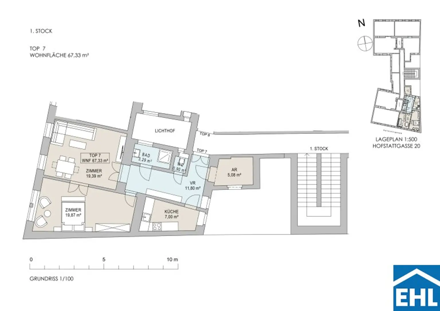 1180 Wien: 2,5 Zimmer-Altbauwohnung in Ruhelage