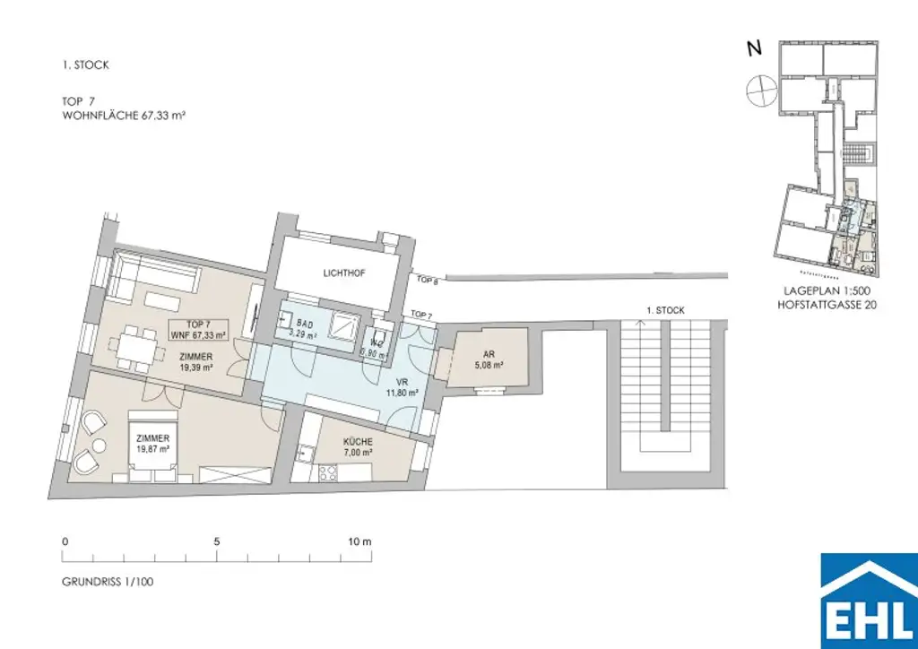 1180 Wien: 2,5 Zimmer-Altbauwohnung in Ruhelage