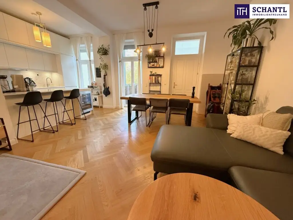 Zeitlose Eleganz trifft modernen Wohnkomfort – stilvoll sanierte 3,5-Zimmer-Altbauwohnung mit Designküche, zwei Außenflächen & Toplage nahe dem Türkenschanzpark