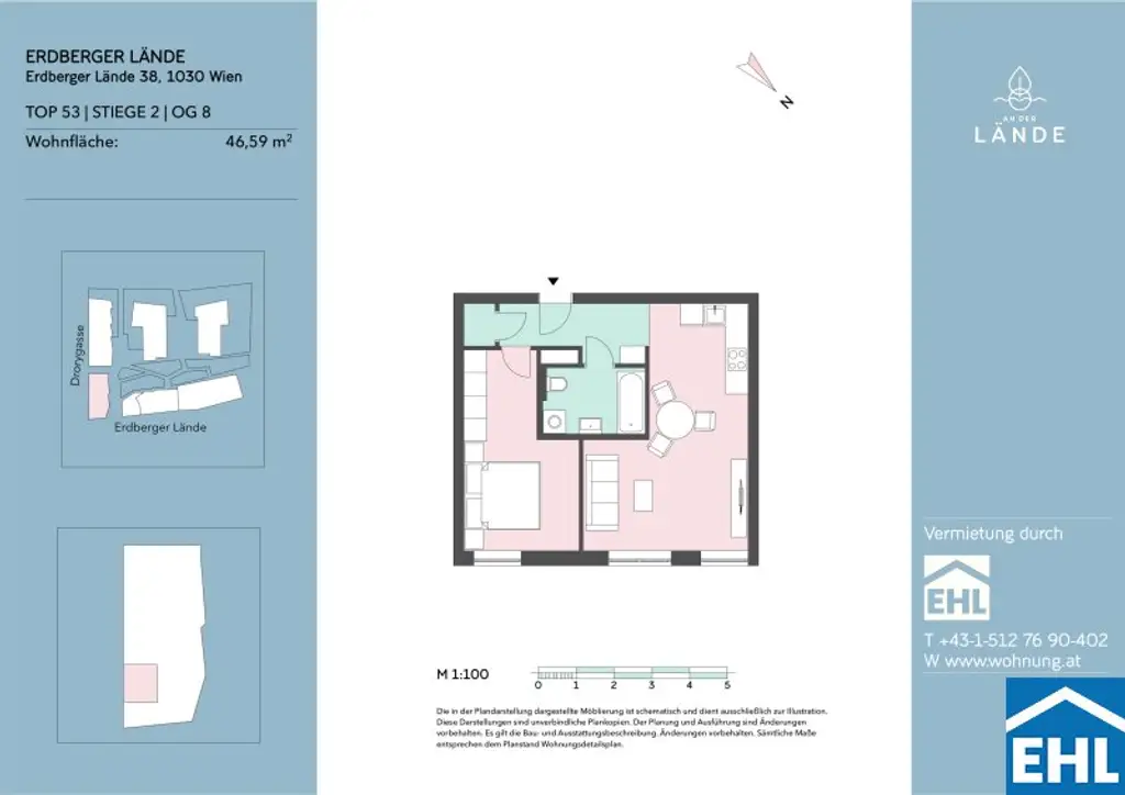 Moderner Wohnungshit für zwei mit Balkon an der Lände!