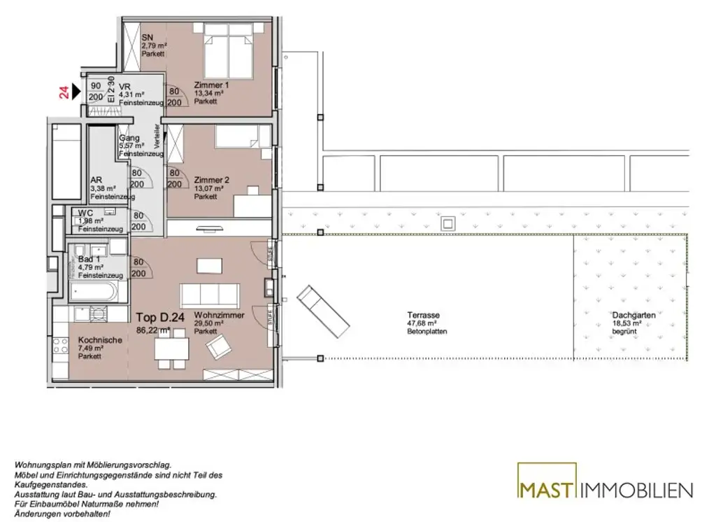 Wieder verfügbar! Provisionsfreie 3 Zimmer Familienwohnung mit über 65 qm Freifläche!