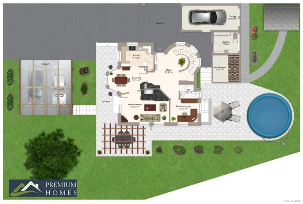 BREITENBACH am Inn - Großzügiges Einfamilienwohnhaus mit Terrasse, Balkon, Keller, Garage, zwei Carports, Garten, Gartenhaus, Geräte- und Holzschuppen