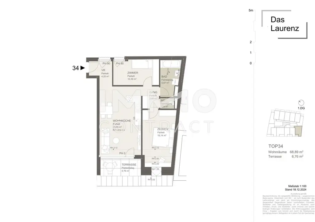 ERSTBEZUG - Sonnige 3 Zimmerwohnung mit Dachterrasse - 2 bedroom Apartment with terrace