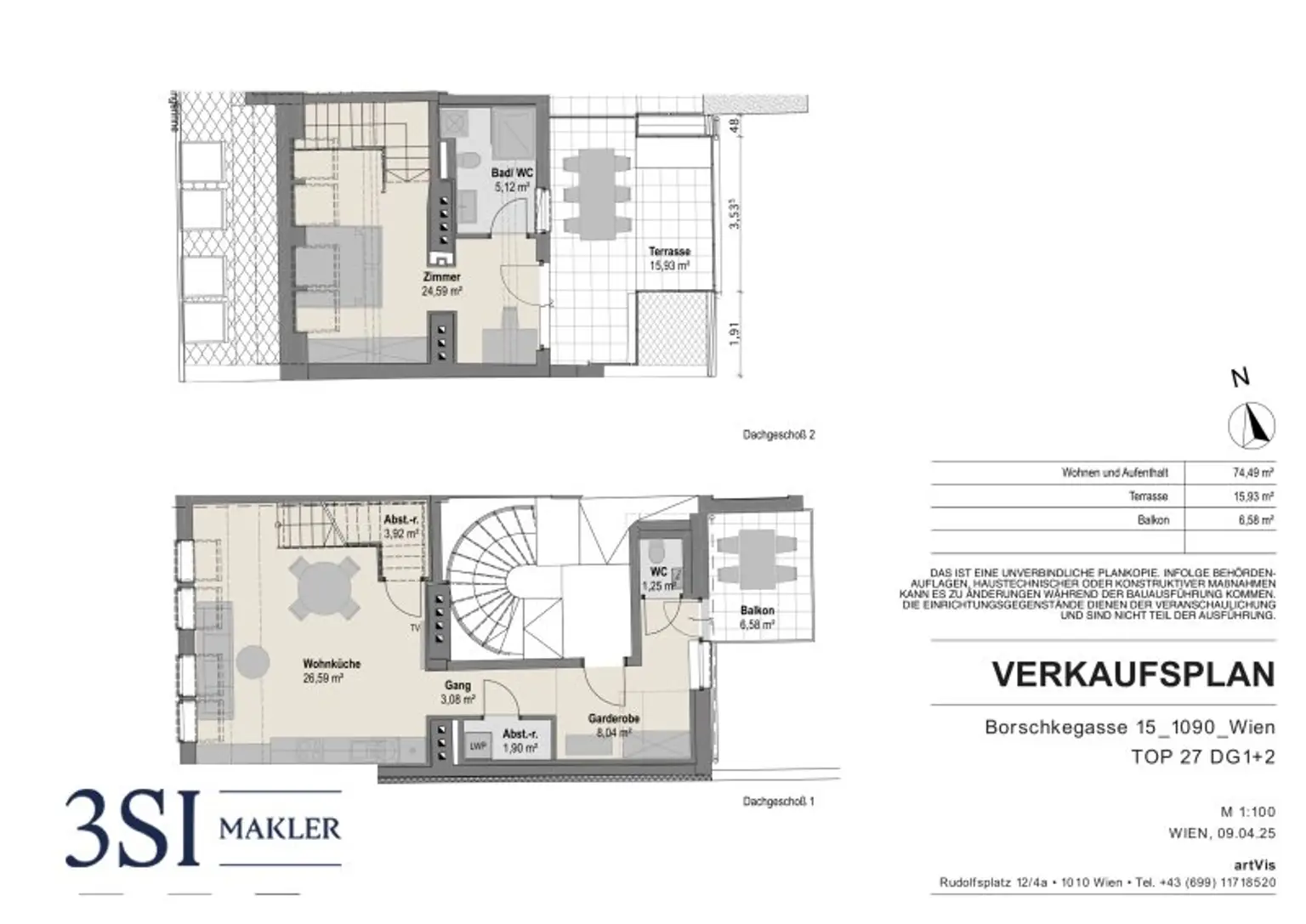 Exklusive 2-Zimmer Dachgeschosswohnung mit Terrasse und Balkon nahe AKH und St. Anna Kinderspital