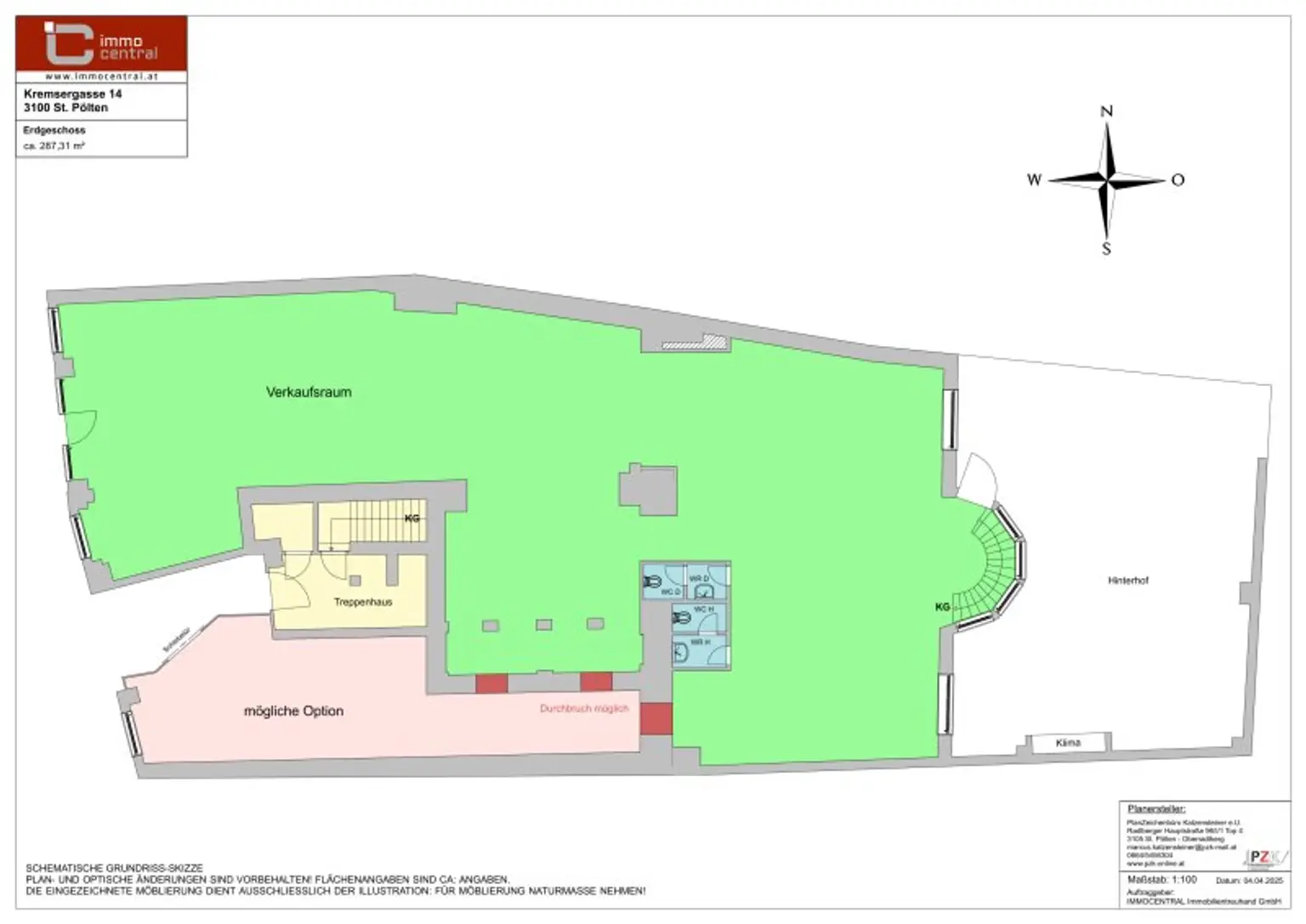 Planskizze Erdgeschoss