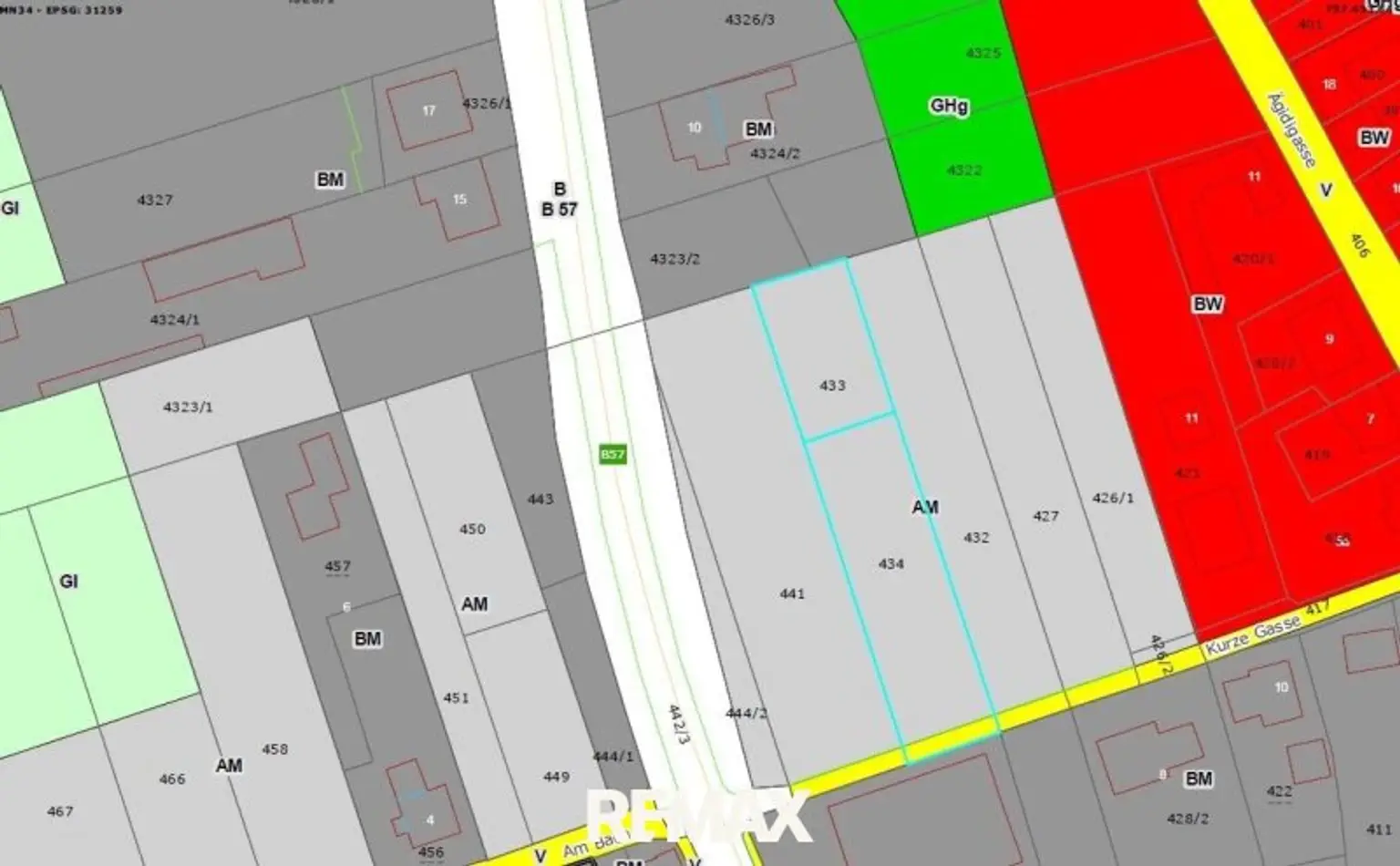 Widmungsplan Aufschließungsgebiet Bauland Mischgebiet