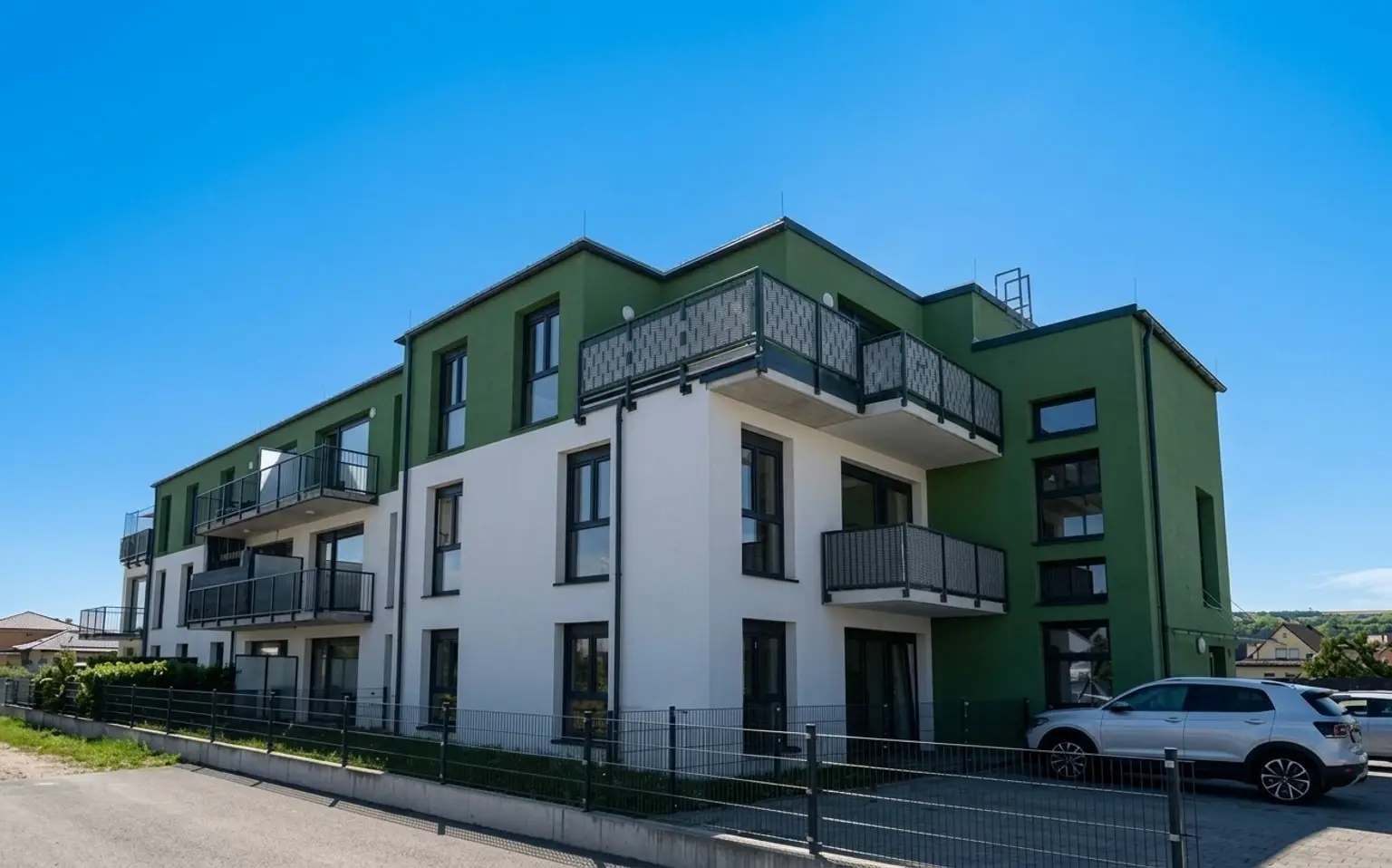 Neubau: Ca. 60 m² Wohnung mit ca. 12 m² Eckbalkon nach Nordwesten ausgerichtet
