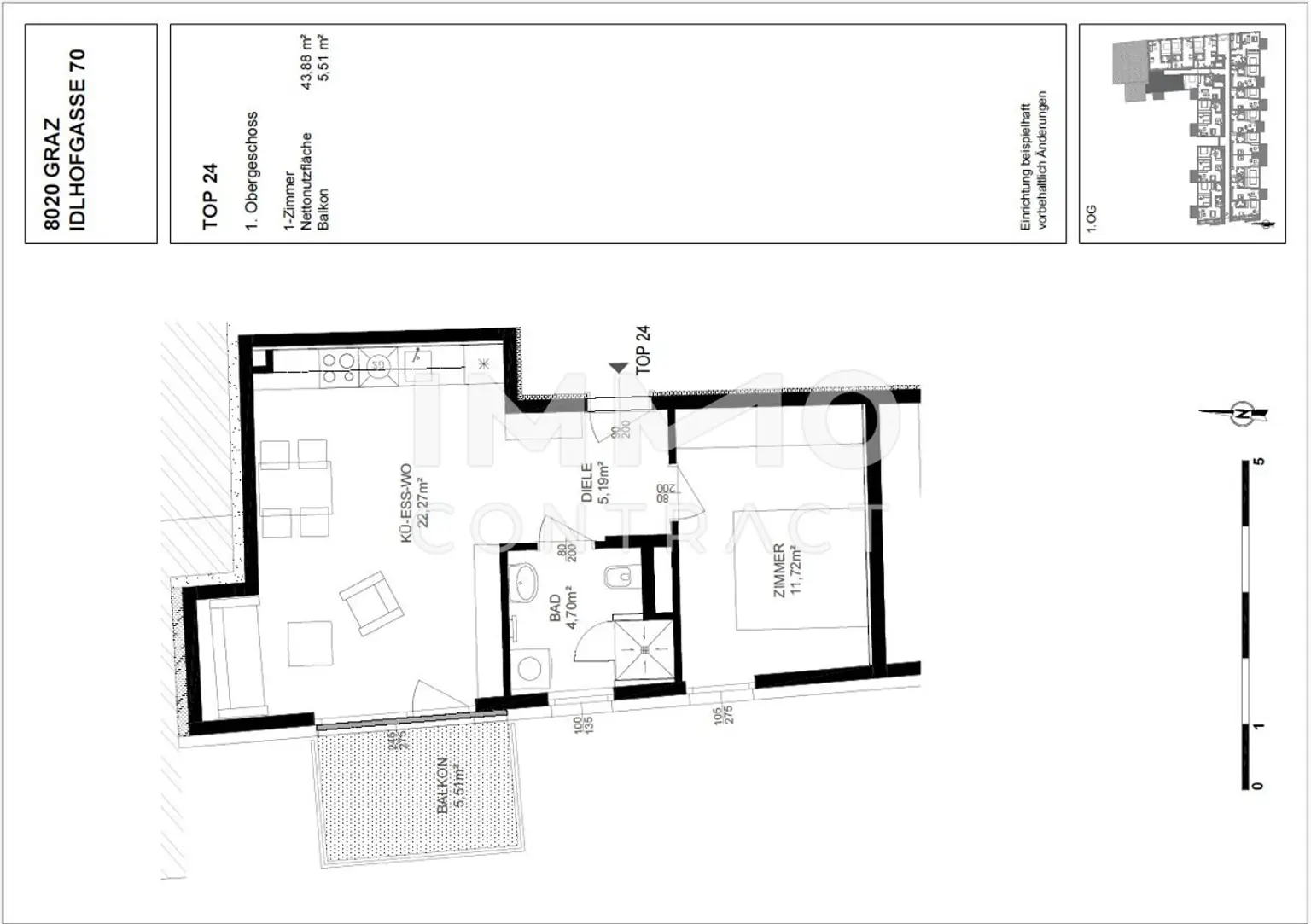 Neuwertige - geförderte 2 Zimmer Wohnung  mit Balkon in zentraler Lage - Idlhofgasse 70 - Top 24
