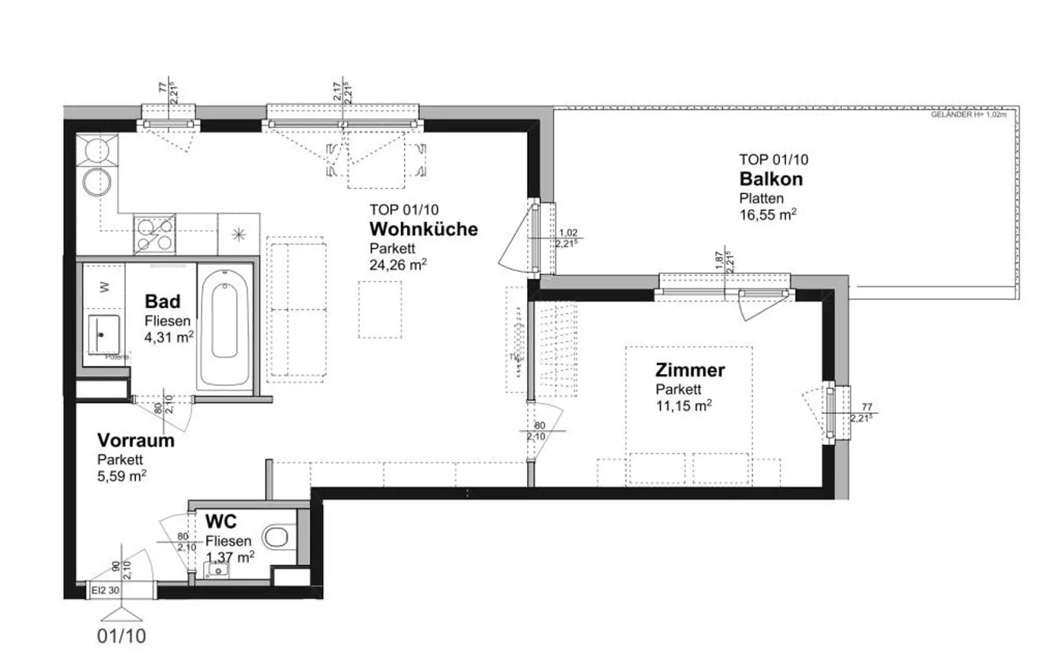 17m² Balkon! Neubauwohnung in der Koloniestraße! Baujahr 2021!