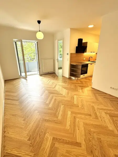 Wohnzimmer mit Blick in Küche