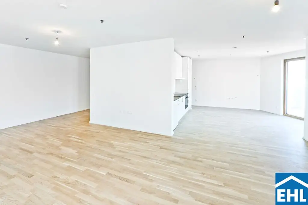 Sonnwendviertel: 1-Zimmer-Wohnung mit Balkon im 18. OG – Fitnessraum, Co-Working & Rooftop-Terrasse inklusive!