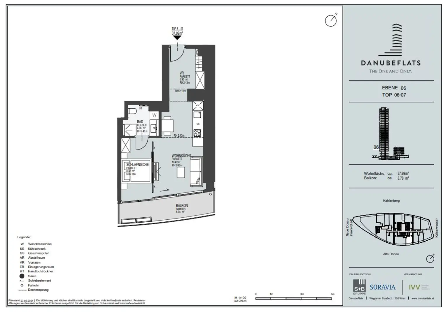DANUBEFLATS: Entzückendes Studio mit sonnigem Balkon (Gym, Pool, Spa, Lounges im Turm) - NEW