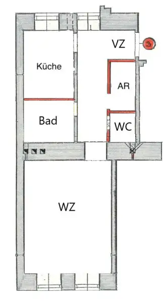 Aktuelle Situation - hofseitige Küche
