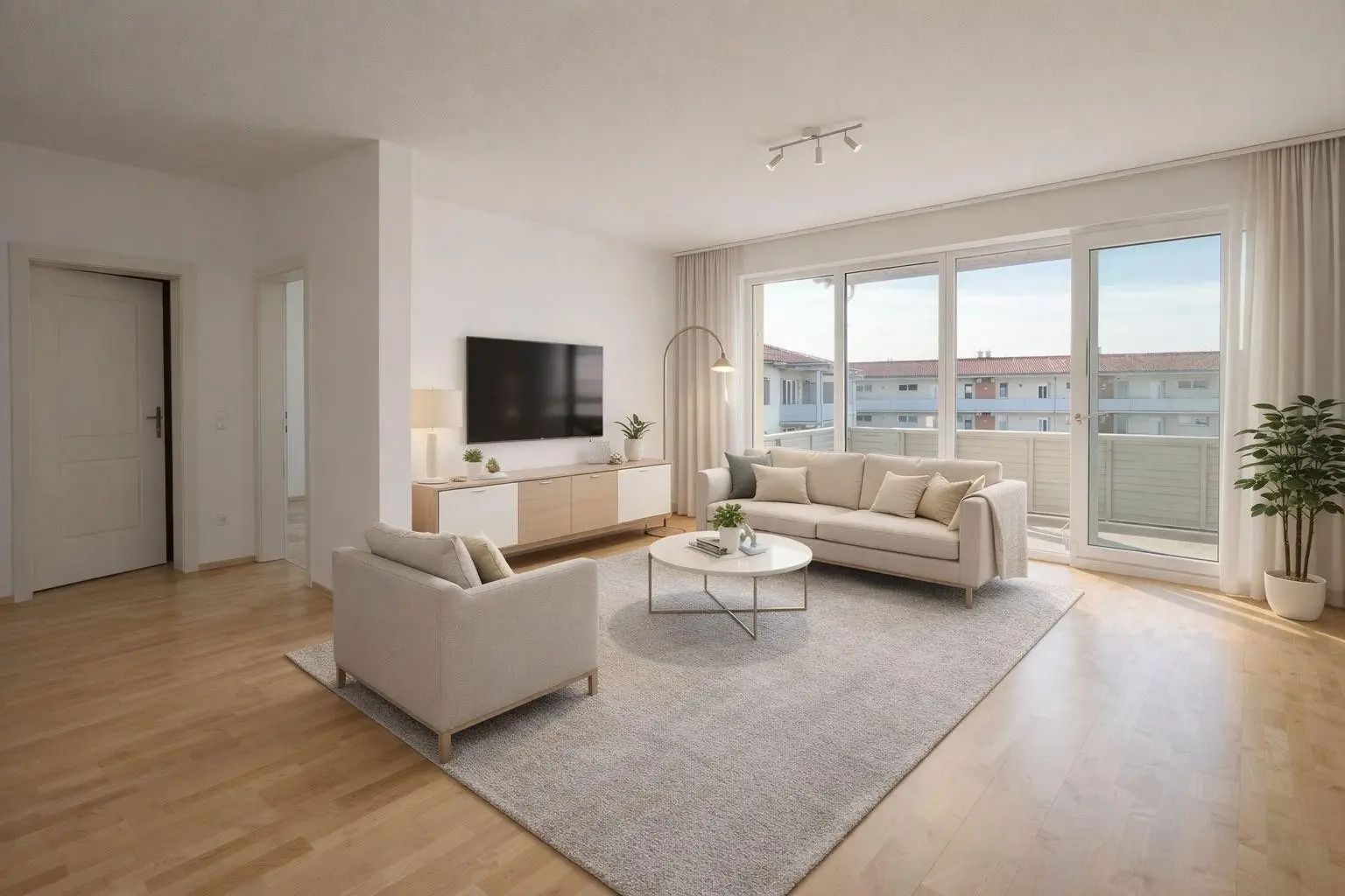 Wohnzimmer, KI-generiertes Foto