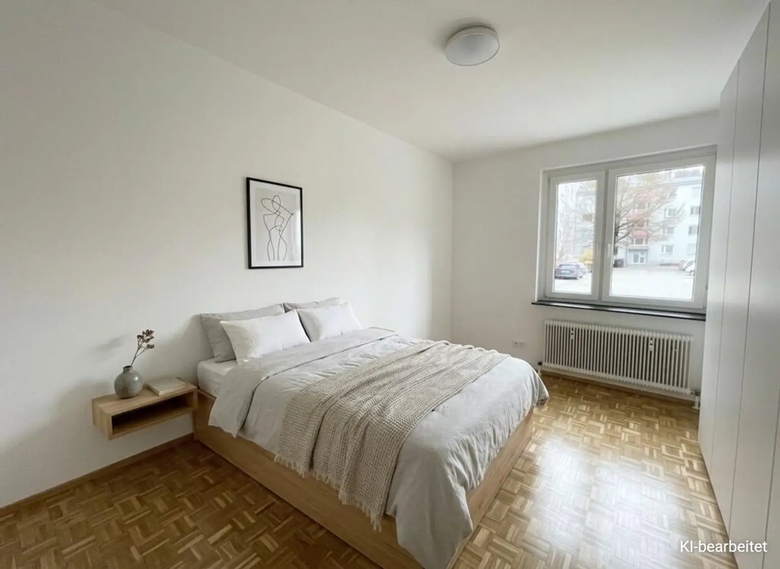 Eingerichtetes Schlafzimmer - KI Symbolfoto
