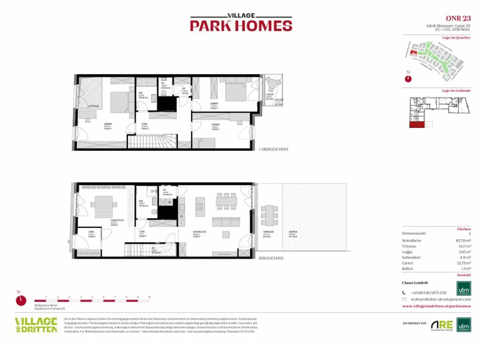 „Village im Dritten – PARK HOMES“ Provisionsfreies Maisonette-Townhouse mit Eigengarten (Erstbezug!)