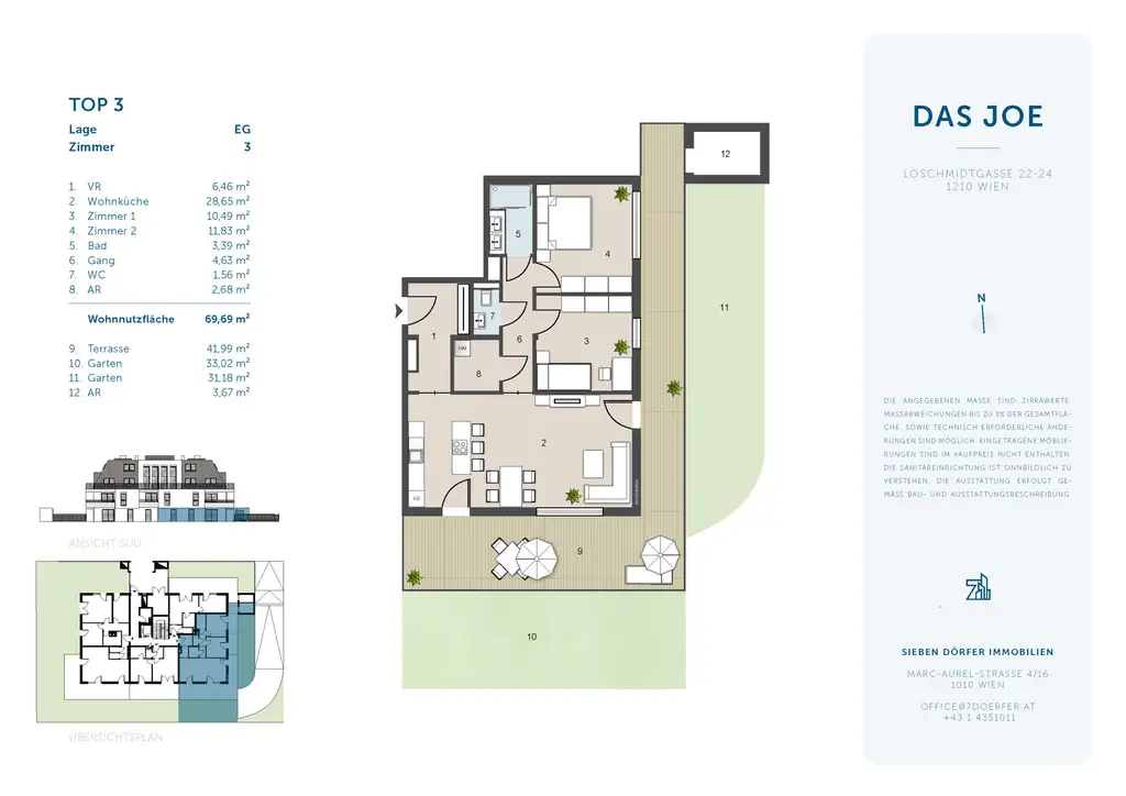 Süd-ostseitiger 3 Zimmer Gartentraum mit großer Terrasse in Ruhelage | Provisionsfrei