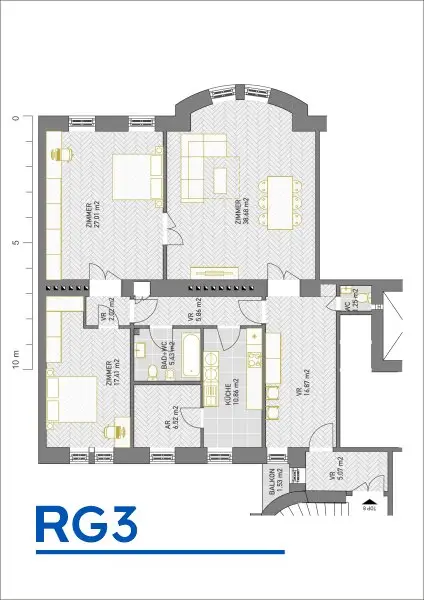 Repräsentative 3 Zimmer Wohnung mit Balkon
