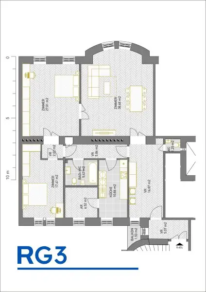 Repräsentative 3 Zimmer Wohnung mit Balkon