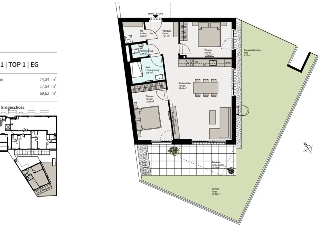 ++ NEU ++ GRÜNES WOHNGLÜCK - 3-Zimmer-Gartenwohnung im PROJEKT KARL74