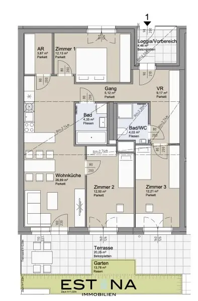 Urban wohnen, grün genießen – Erdgeschosswohnung mit Garten