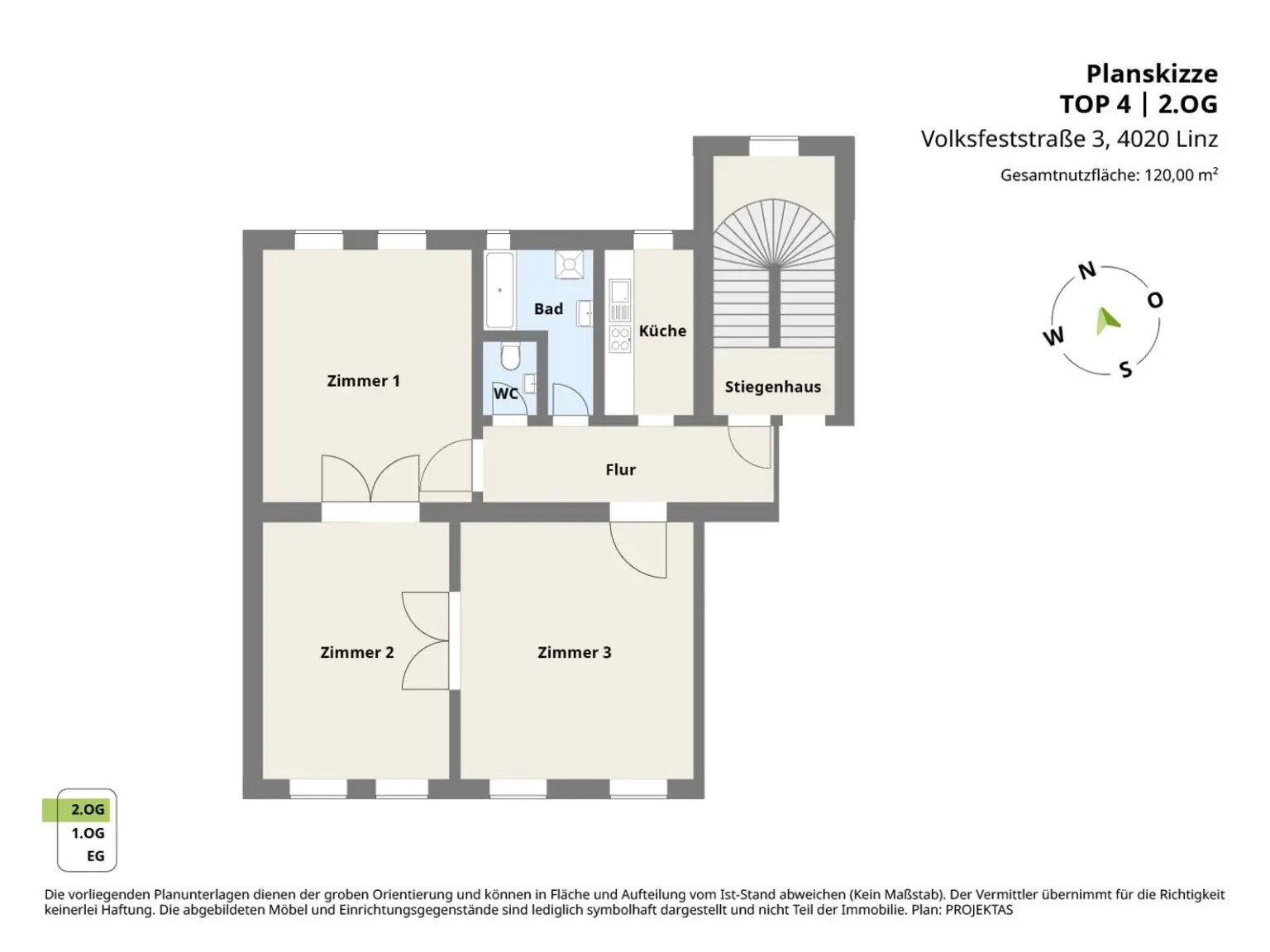Großzügige 3 Zimmer-Altbauwohnung mit Küche - Nähe Landstraße!