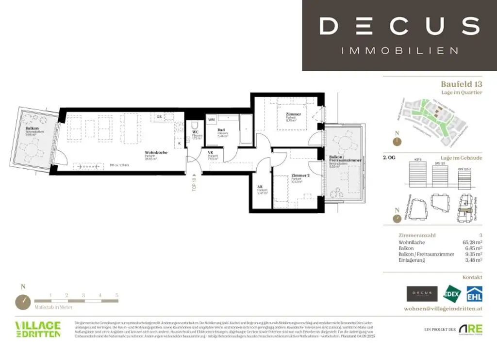 3 ZIMMER + VILLAGE IM DRITTEN + BAUFELD 13 + ERSTBEZUG + EIGENTUMSWOHNUNGEN + STADTQUARTIER IM DRITTEN