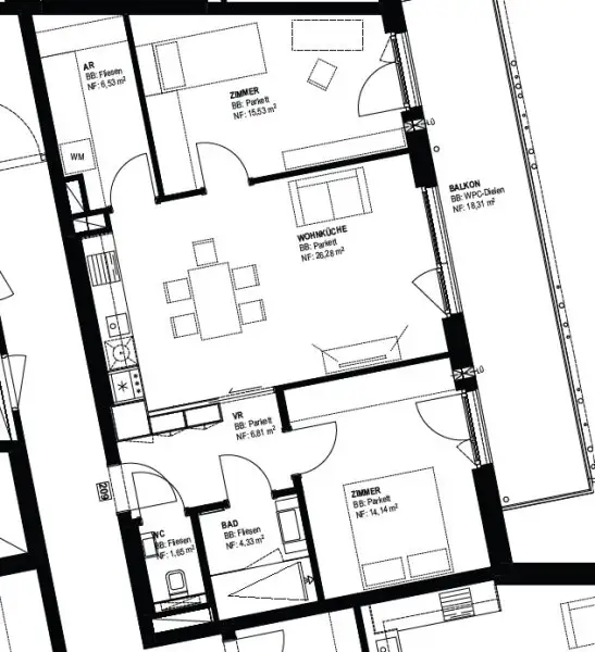 Pauschalmiete - Moderne 3-Zimmer-Wohnung mit großzügigem Balkon und stilvoller Ausstattung - Gute Infrastruktur - Abstellraum