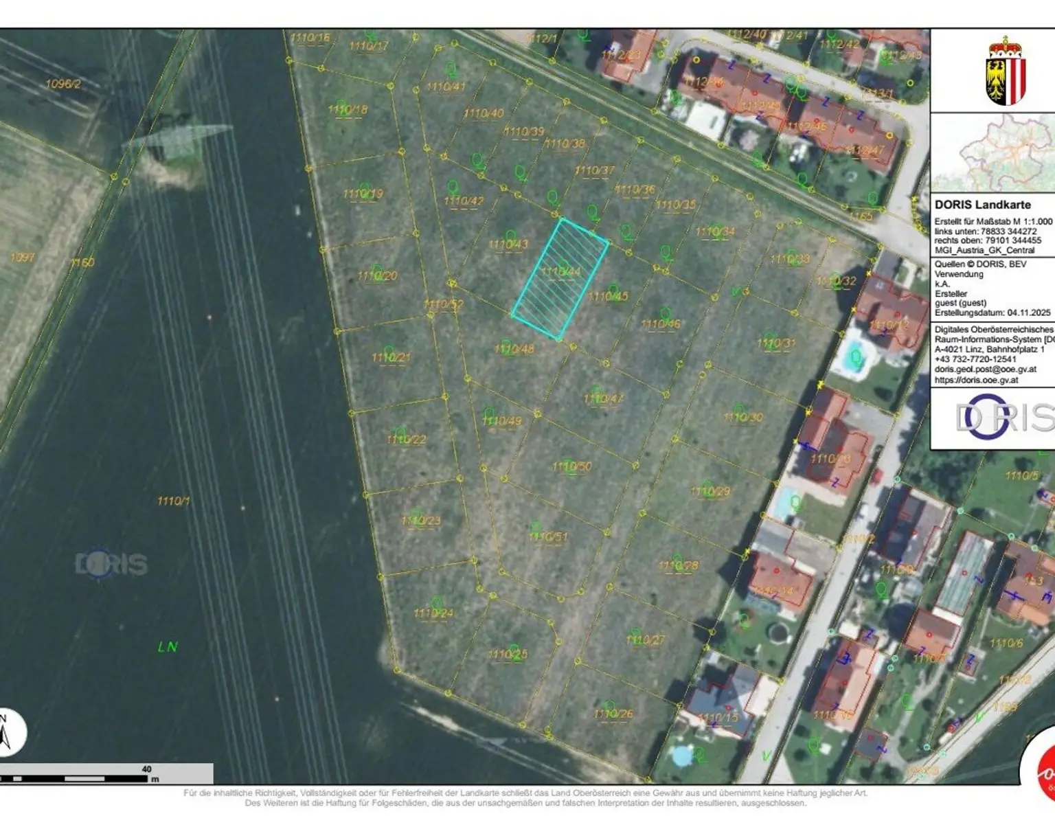 Ideales Baugrundstück Nr. 1110/44 für Doppelhausbebauung - Asten/Raffelstetten