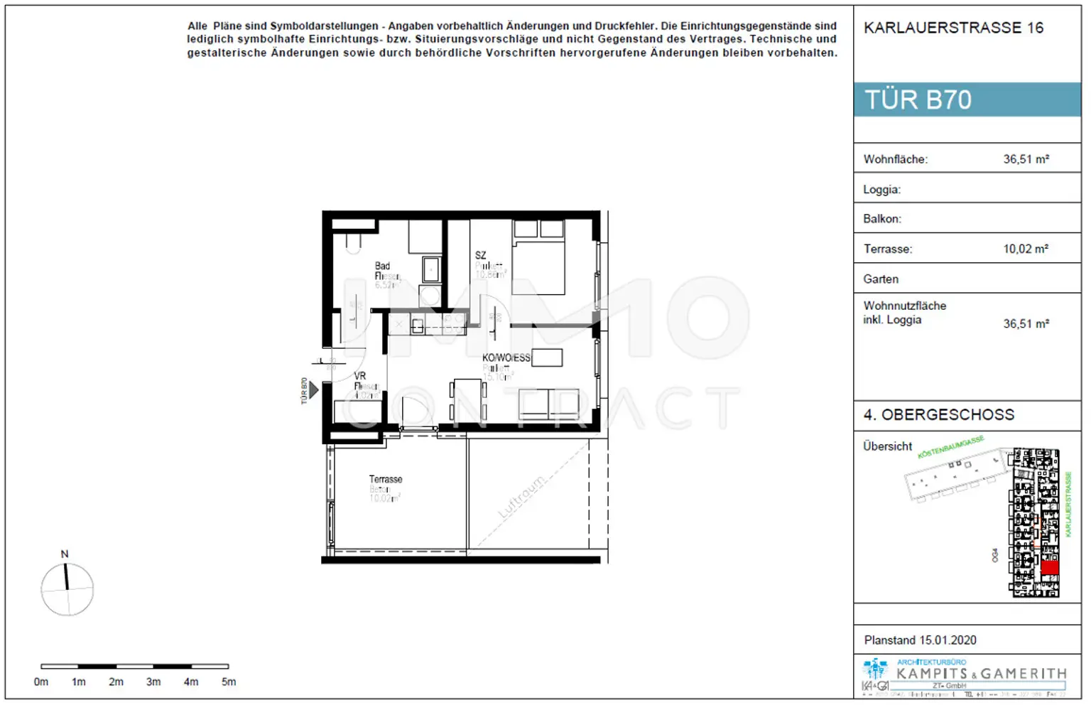 CITY SUITES GRAZ:  2 Zimmer-Wohnung in zentraler Lage mit Terrasse - Karlauerstraße 16 - Top B 70