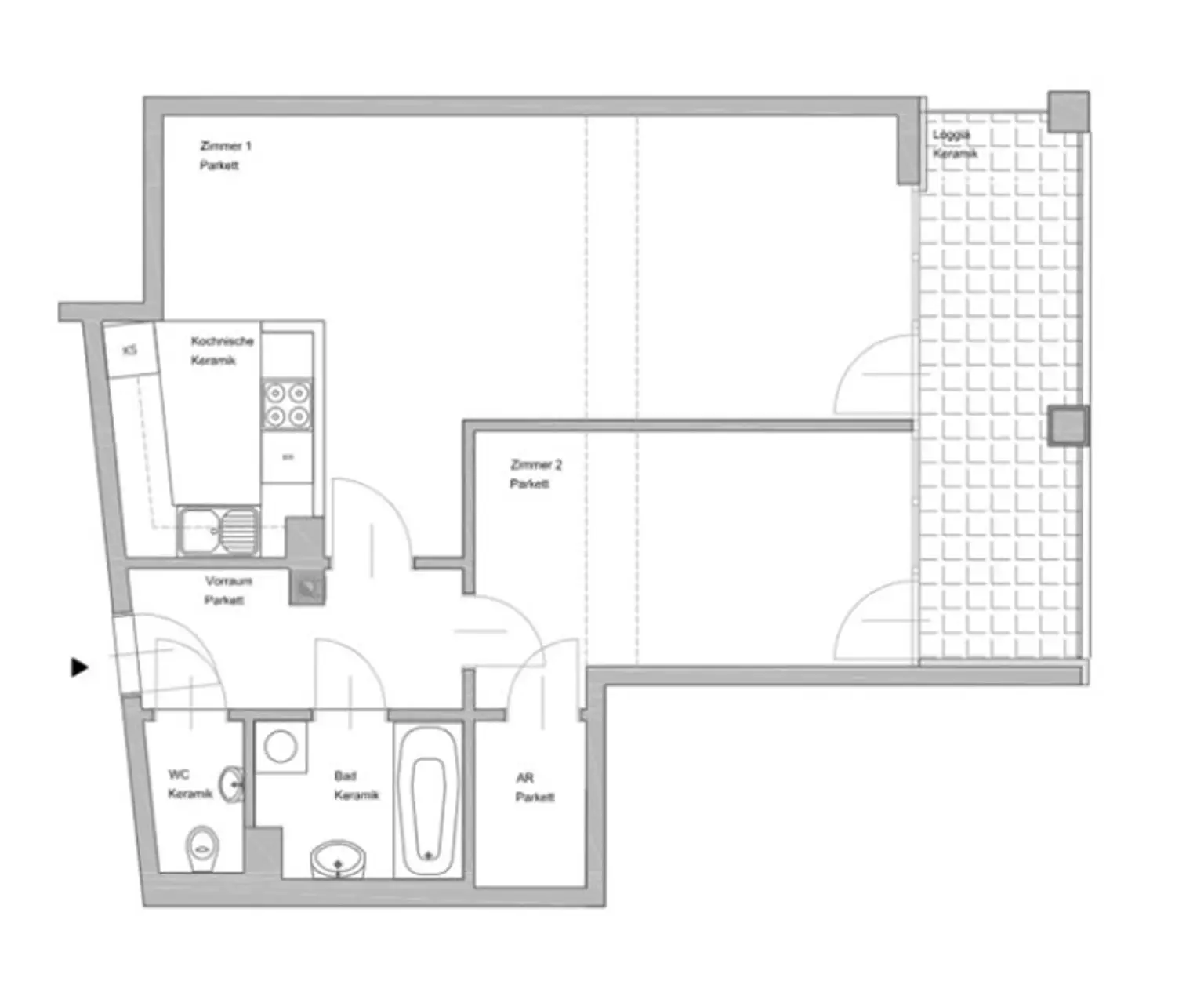 HOFRUHELAGE, HUMBOLDTGASSE, 80 m2 Neubau inkl. Loggia, 2 Zimmer, Komplettküche, Wannenbad, Parketten, U1-Nähe