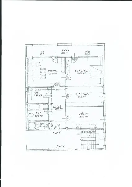 Plan - Große 3,5 Zimmer Wohnung mit Loggia Miete Bergheim Salzburg