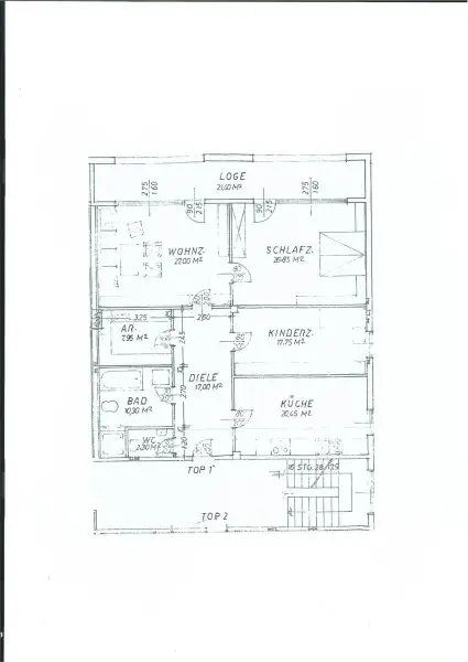 Plan - Große 3,5 Zimmer Wohnung mit Loggia Miete Bergheim Salzburg