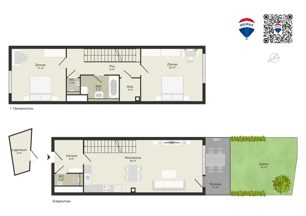 3 ZIMMER GARTENWOHNUNG | RUHE | VIEL STAURAUM | TERRASSE | 2 WC | GARAGE | EINBAUKÜCHE