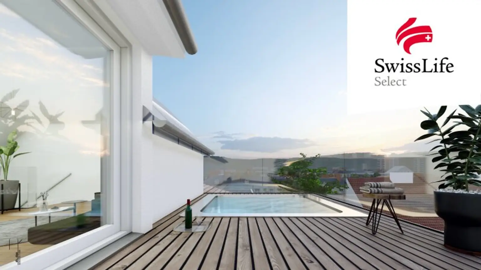 2-3 Zimmer mit Pool und Weitblick in die City