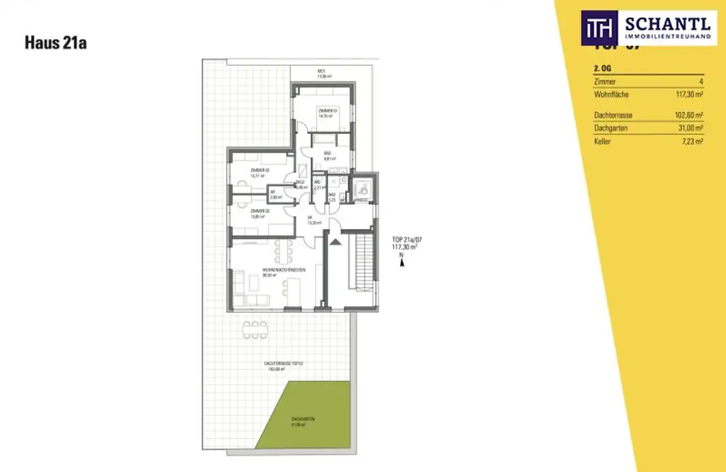 Exklusives 117m2 Penthouse mit einer unglaublichen ca. 150m2 großen Sonnenterrasse -Glück in perfekter Lage – Sichern Sie sich Ihr exklusives Wohnjuwel!