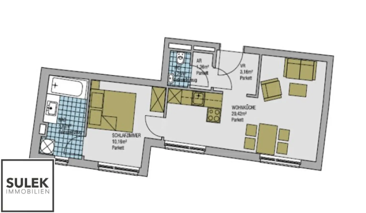 Neubau: gut geschnittene 2-Zimmer Wohnung vis á vis dem Währinger Schubertpark