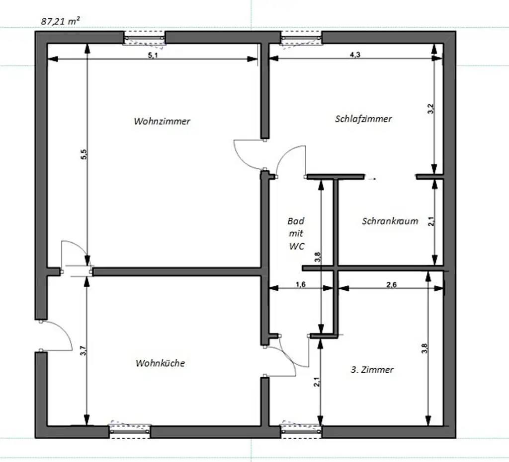 Eine 3 Zimmerwohnung mit Ausblick