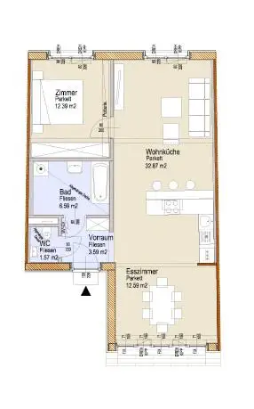 Provisionsfreie helle 2 Zimmerwohnung mit Kaufoption