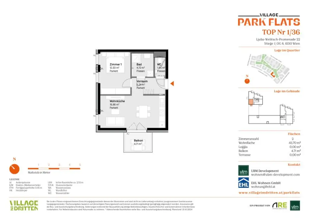 „Village im Dritten – PARK FLATS“ - Provisionsfreie 2-Zimmer Eigentumswohnung (Erstbezug) mit Balkon