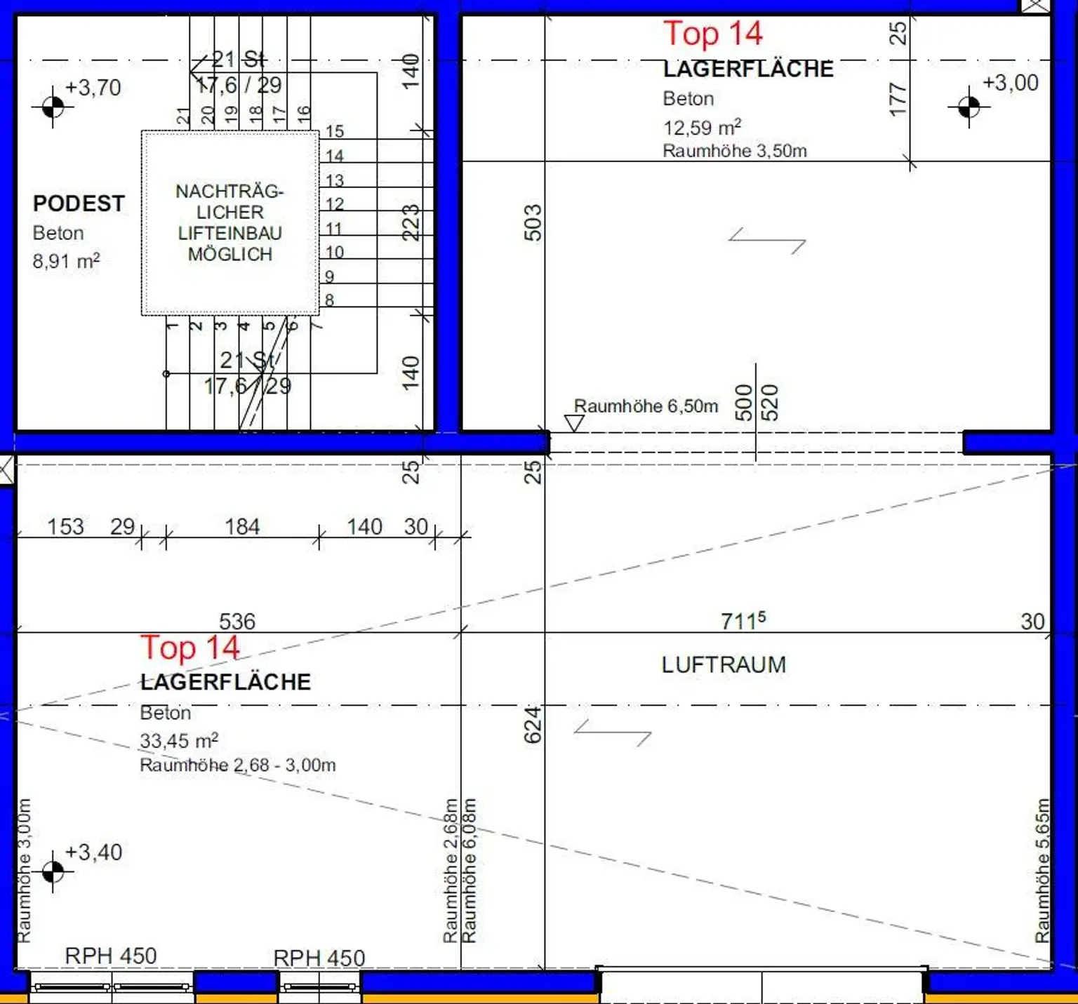 Gewerbe-/ Büro-/ Ordinations-/ Lagerflächen von 96 - 307 m² Fläche im Gewerbepark Ansfelden zu vermieten, Nähe A1 (Audorf Süd) (Top 14)